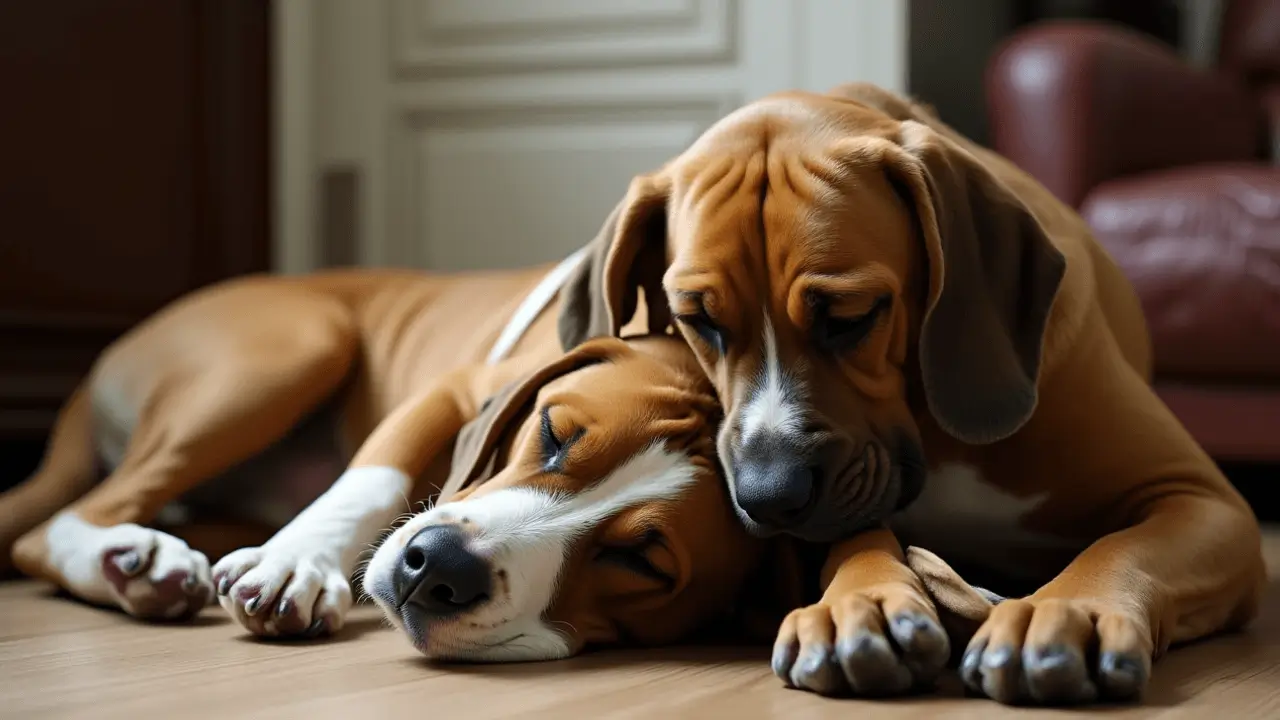 Lazy dog breeds relaxing indoors.